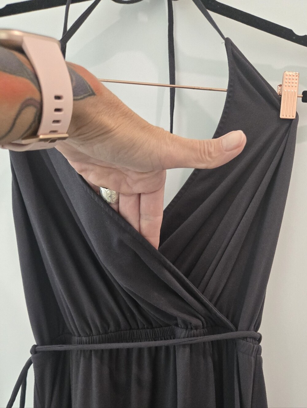 Spiritual Gangster Charcoal Halter Wrap Jumpsuit - Picture 4 of 10